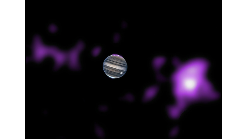 PURPLE SPACE LANDS: JUPITER'S AURORAS