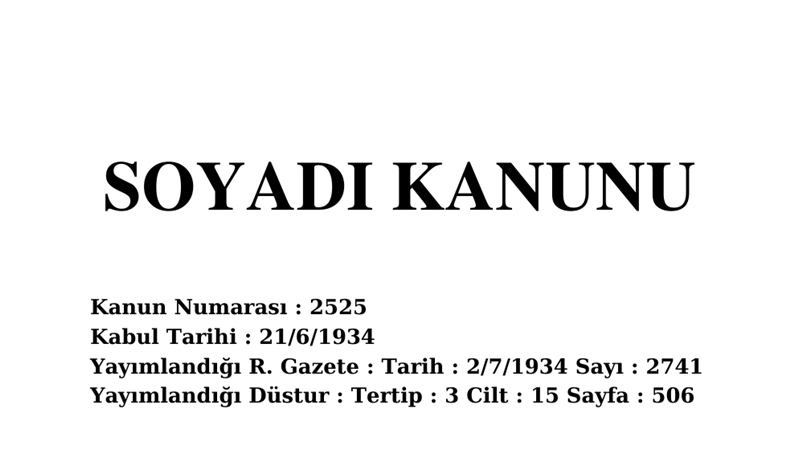 2525 SAYILI SOYADI KANUNU